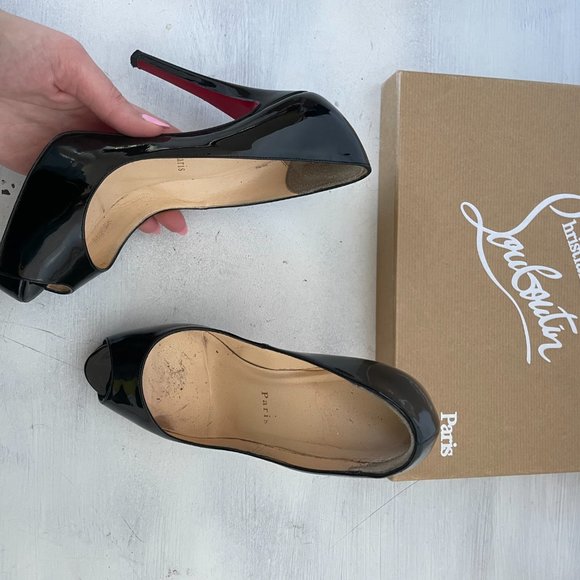 Christian Louboutin Black and Red Platform Heels - Picture 6 of 16